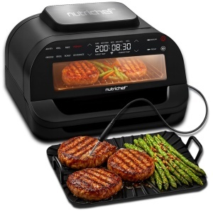 Grill electric NutriChef cu friteuza cu aer cald, 6L, negru, 7 functii