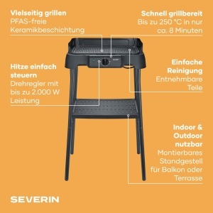 Grill electric Severin PG 8596, 2000W, 39x23cm, negru - Img 3