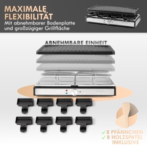 Grill Raclette Clatronic RG 3757 pentru 8 persoane, 1200-1400 W, cu placa detasabila - Img 3