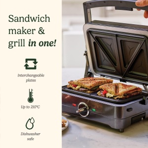 Grill si Sandwich Maker Cuisinart GRSM4U, 2-in-1, 210C, Compact, Gri - Img 2