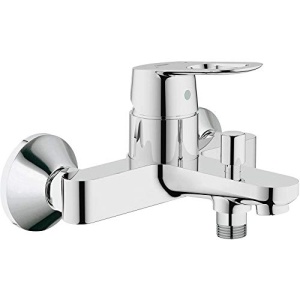 GROHE BauLoop - Baterie de baie cu o singura parghie (suprafata durabila, montare pe perete, comutare automata), crom, 23341000 - Img 1