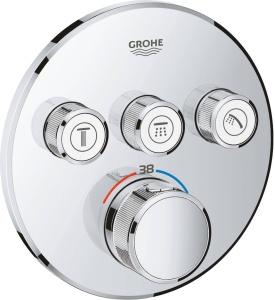 GROHE Grohtherm SmartControl - Termostat cu 3 supape de inchidere (set gata de asamblare, suprafata durabila, blocare de siguranta la 38degC), crom, 29121000