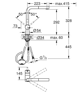 GROHE Minta Robinet de bucatarie robinet de bucatarie cu dus extensibil gama practica de pivotare la 360deg economisire a apei datorita limitarii cant - Img 3