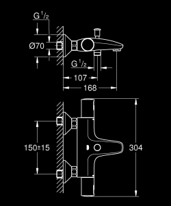 GROHE Precision Start, robinet pentru cada, cu economie de apa (robinet de dus, termostat mentine temperatura constanta, anti-oparire la 38degC, baterie cu buton de economisire a apei), negru, 345982430 - Img 7