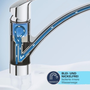 GROHE Start, robinet de bucatarie (pivotare la 140deg, conexiune flexibila, inclusiv instrument de asamblare), negru, 305302431 - Img 7