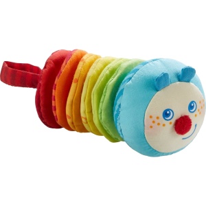 HABA 303192 - Mina Caterpillar Chatter Figure jucarie pentru bebelusi din seria Mina Caterpillar jucarie din tesatura colorata cu motor Chatter de la