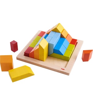 HABA 304854-Joc de placi 3D Pietre creative asezare creativa constructie si joaca cu culori colorate ale curcubeului jucarii din lemn pentru varste de