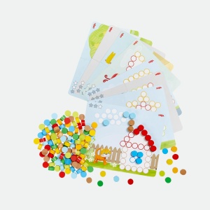 HABA Zuordnungsspiel Scheibix - Joc creativ din lemn pentru copii cu 128 piese colorate si 8 modele de carti - Img 4