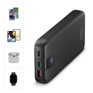 Hama Power Pack PD 20 20000mAh (baterie externa cu 2X USB C + 1x USB A, Power Pack Certified, incarcare rapida, acumulator, accesorii pentru telefoane mobile, tableta, cutie Bluetooth etc., incarcator portabil mic) antracit - Img 6