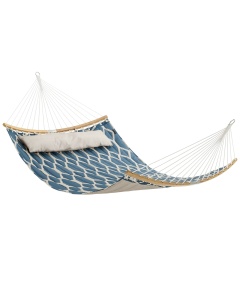 Hamac cu perna SONGMICS, 200 x 140 cm, suport 225 kg, bej si albastru