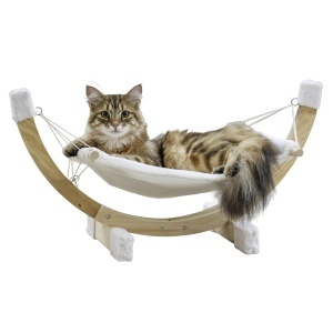 Hamac SIESTA alb cu cadru din lemn 73x36x34cm