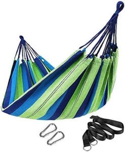 Hamac SONGMICS GDC15L Multiplace 210x150 cm Verde-Albastru Capacitate 300 kg Accesorii Incluse