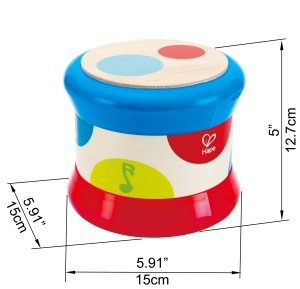 Hape Baby Drum | Jucarie muzicala rulanta pentru copii mici pentru a invata ritm si sunete diferite, functioneaza cu baterii, de la 6 luni - Img 4