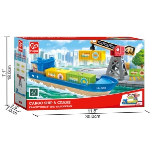 Hape Cargo Ship & Harbour Crane, Set de cale ferata, de la 3 ani - Img 5
