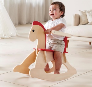 Hape Schaukelpferd din Lemn pentru Copii Reglabil cu Protectie si Spatar Detasabil - Img 5