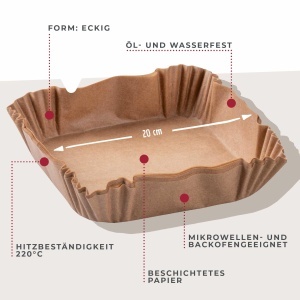 Hartie de copt Fackelmann pentru friteuza cu aer cald 20x20 cm rezistenta la ulei si apa 50 buc - Img 2