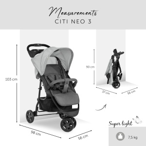hauck Buggy Citi Neo 3 cu suport pentru pahare pliabil mic cu o singura mana pentru copii de la nastere pana la 22 kg cu functie de inclinare geanta i - Img 2