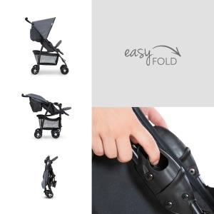 hauck Buggy Sport, Charcoal/Stone - Carucior de calatorie pana 5,9 kg - cu functie de inclinare pentru copii de la nastere pana la 15 kg - Cos de cumparaturi mic pliabil, mare pana la 3 kg - Img 4