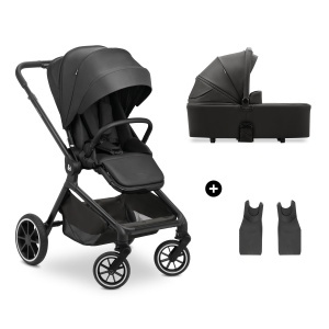 hauck Set Move N Care Negru - Set carucior 2 in 1 de la nastere pana la 22 kg Landou mare Scaun carucior reversibil cu functie de inclinare Maner tele
