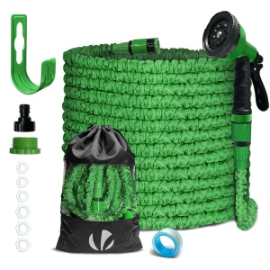 Hose flexibil VOUNOT 30 m, 10 functii de pulverizare, 12 si 34 inch, verde