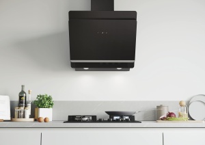 Hota Candy CDG6CEBWF DE / 60 cm latime / putere 213 W / 4 niveluri de putere / putere maxima de aer: 472 m3 / h / aer evacuat si aer de recirculare / eficienta energetica A / lumina LED cu economie de costuri / negru - Img 3