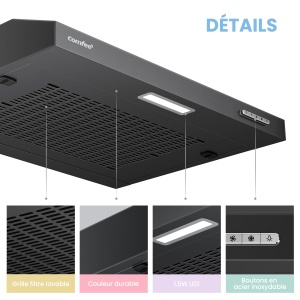 Hota incorporabila COMFEE SLIF17B-60, 60 cm, 200 m3h, 3 trepte, LED, Negru - Img 6
