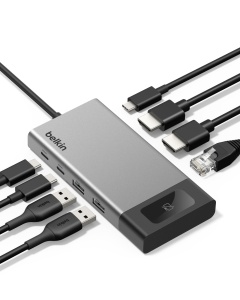 Hub USB-C Belkin 8 in 1, 100W, 2 porturi HDMI, 4K la 60Hz