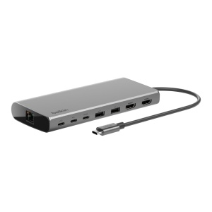 Hub USB-C Belkin INC015BTSGY-CZ, 8-in-1, 100W, 2 Monitoare, Argintiu