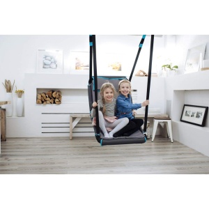 HUDORA Nest Swing Square Hollywood, antracit/turcoaz, potrivit pentru utilizare in interior si exterior, Leagan Nest pentru sezut si culcat, 72165 - Img 9