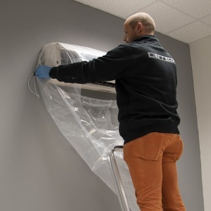 Husa de protectie pentru curatarea unitatilor interioare de climatizare Errecom Wally, transparenta, reutilizabila - Img 4
