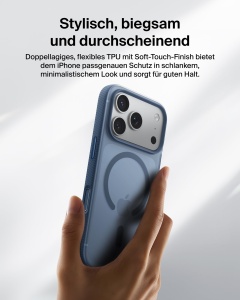 Husa iPhone 17 Pro Belkin SheerForce Grip, Transparenta, Rutschfest, Albastra - Img 8