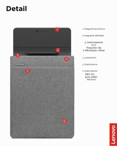 Husa Laptop Lenovo Yoga 14,5 inch, Magnet, Recycle PET, Gri - Img 6