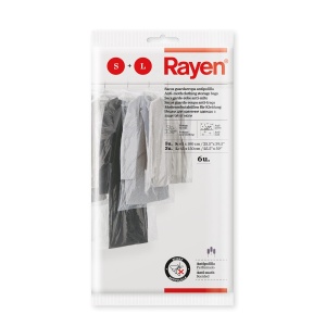 Husa pentru imbracaminte Rayen, Transparenta, Lavendel, Set 6 piese (3x S, 3x L)