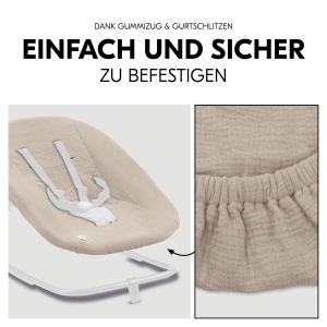Husa pentru scaunul de masa hauck Highchair Bouncer Eco, bumbac, bej, lavabila - Img 5