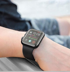 Husa Protectie pentru Ceas Inteligent Apple Watch 45 mm Series 7, Neagra, Geam Temperat - Img 6