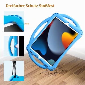 Husa protectie pentru iPad 10.2 TOPESCT, silicon, albastra, cu maner si suport - Img 6