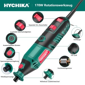 Hychika 170W Unealta Rotativa cu Viteza Variabila si 173 Accesorii - Img 3