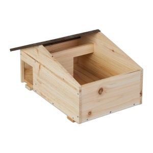 Igelhaus Relaxdays, Hotel pentru Iepuri, 2 camere, din lemn, 24x46x33,5 cm - Img 7