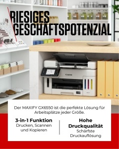 Imprimanta multifunctionala Canon MAXIFY GX6550, 3-in-1, 350 coli, alba - Img 4