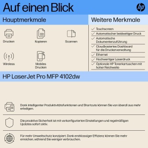 Imprimanta multifunctionala laser HP LaserJet Pro MFP 4102dw, alb-negru, Wi-Fi, viteza 40 paginimin - Img 2