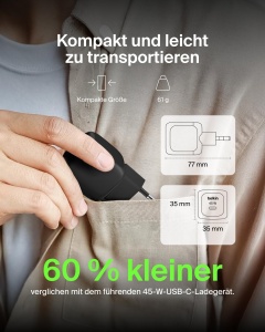 Incarcator compact USB-C Belkin 45W, rapid, pentru iPhone, Samsung, negru - Img 3