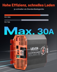 Incarcator DCDC VEVOR SDC-30A, 12V 30A, 375W, pentru plumb-acid si Lithium - Img 2