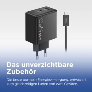 Incarcator Dual USB-C Lenovo 65W GaN pentru Laptop si Telefon, Negru - Img 2