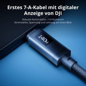 Incarcator GaN DJI Power 140W cu cablu 7A si display digital - Img 4