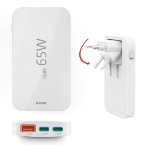 Incarcator Hama USB C 65W, 2x USB-C, 1x USB-A, Alb
