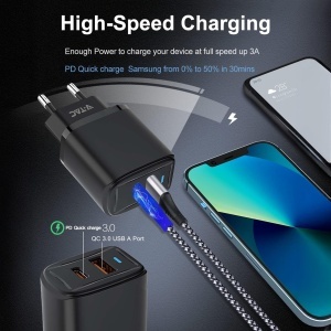 Incarcator rapid V-TAC 20W USB-C cu 2 porturi pentru iPhone si Samsung - Img 2
