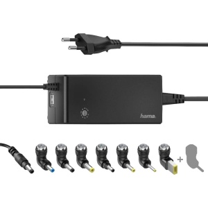 Incarcator universal pentru laptop Hama 90W, 12-22V, cu 8 adaptoare si USB