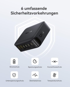 Incarcator USB C Baseus 120W, 6-Porturi, Incarcare Rapida 65W, Compact - Img 5
