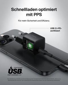 Incarcator USB-C Belkin 25W cu cablu USB-C de 1m, compact, negru - Img 4