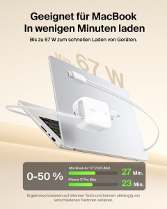 Incarcator USB-C Belkin 67W cu cablu retractabil de 1m, compact si rapid - Img 5